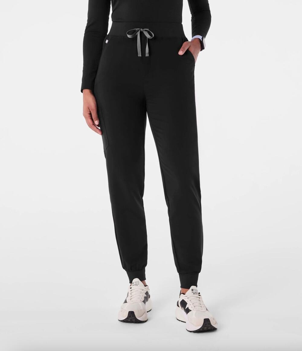 Figs High Waist Zamora Joggers Scrubs Women's Sz S Tall Black Drawstring Medical
